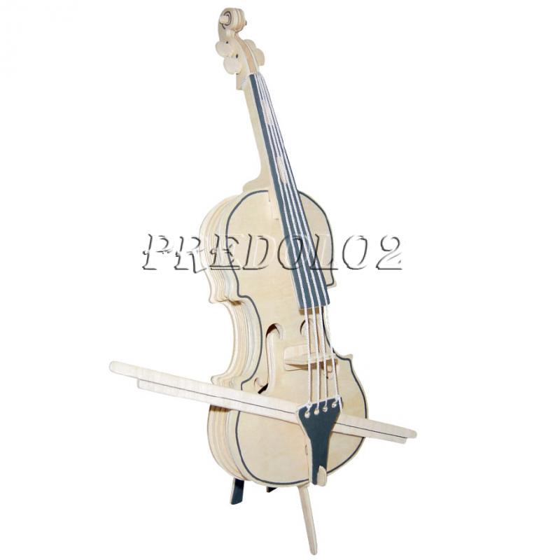 DIY Cello 3D Wooden Model Woodcraft Construction Kit Jigsaw Puzzles Kids Toy 