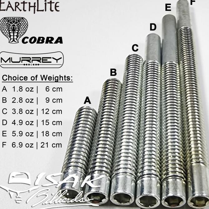 Earthlite Cobra Murrey Weight Bolt Billiard Bolt Weight Cue Stick