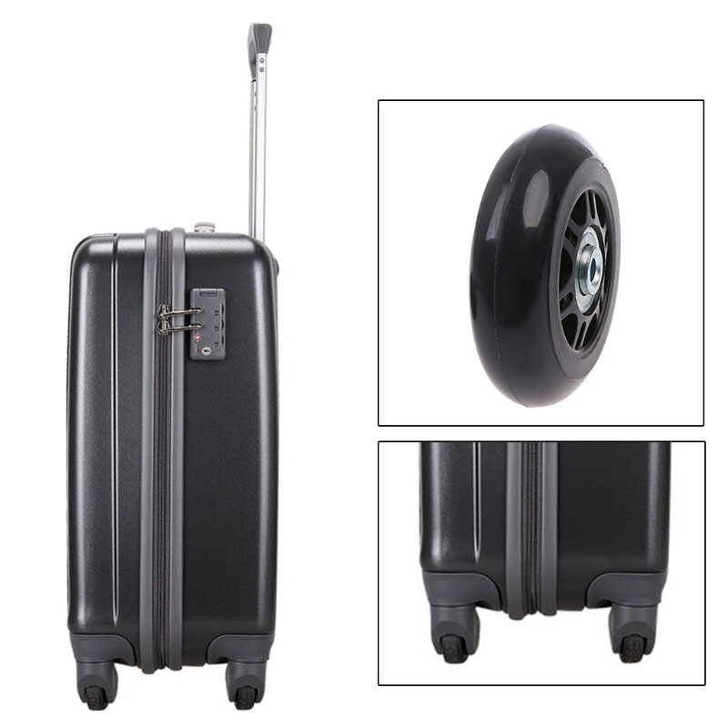 black suitcase with wheels