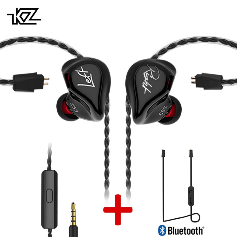 Earphone Kz Zs3 Dynamic In Ear Hifi Deep Bass Sports With Bluetooth Module Cable Shopee Singapore