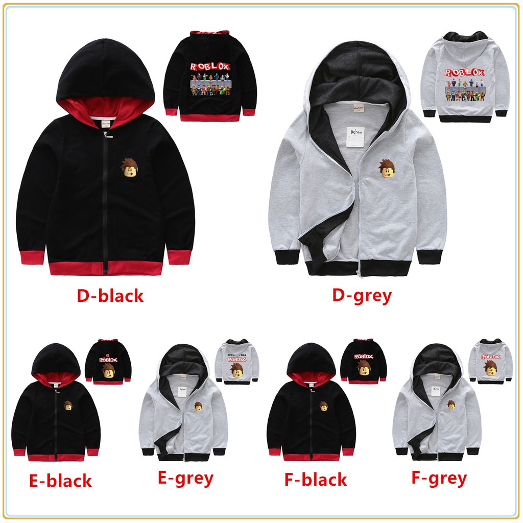 Roblox Kids Boys Girls Autumn Clothes Tops Zipper Hooded Children Long Sleeve Jacket Outerwear Shopee Singapore - black winter coat roblox