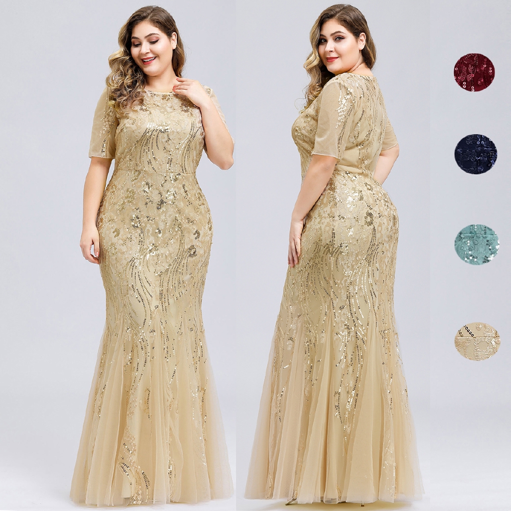 plus size gold mermaid dress