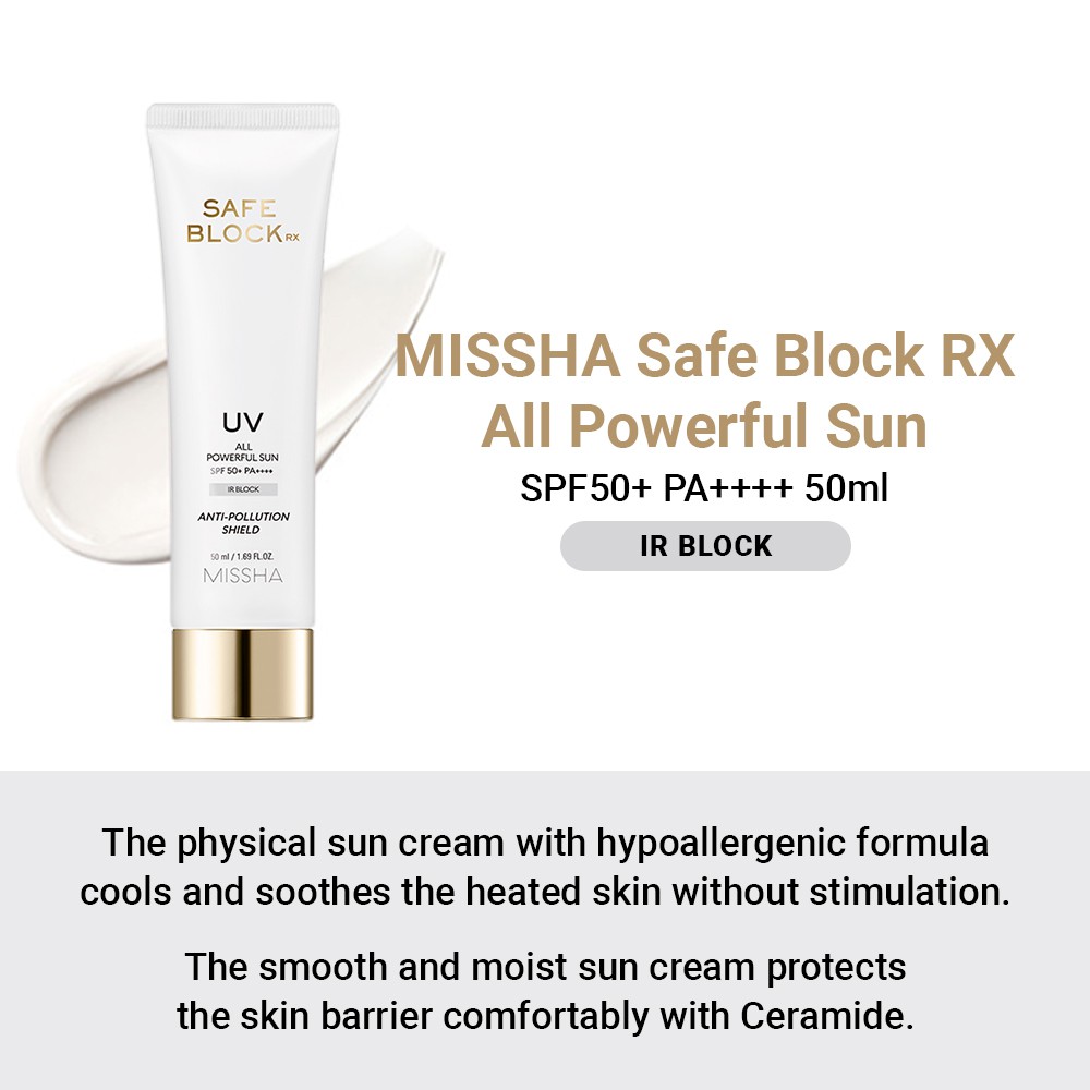 Missha Safe Block Rx Sun Soothing Cover Powerful Tone Up Spf50 Pa 50ml Shopee Singapore