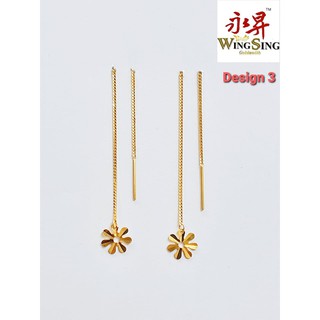 Shop Malaysia Wing Sing 916 Gold Long Drop Earrings Collection Subang Jatuh Jarum Anting Emas 916 Shopee Singapore