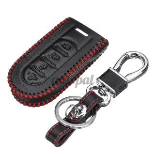 4 Button Leather Car Key Cover Case with Keychain For 