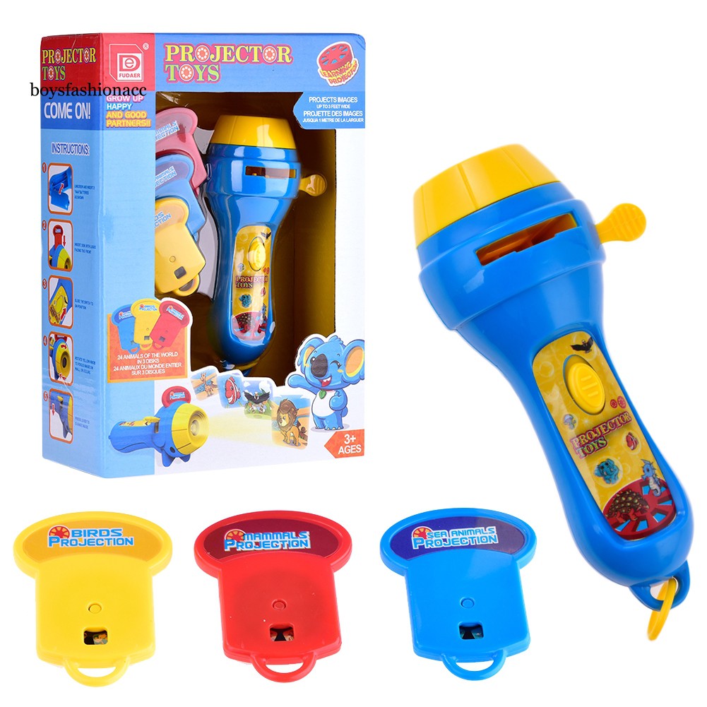 Kid Animal Pattern Projector Flashlight Torch Toy Sleeping Story Education Gift