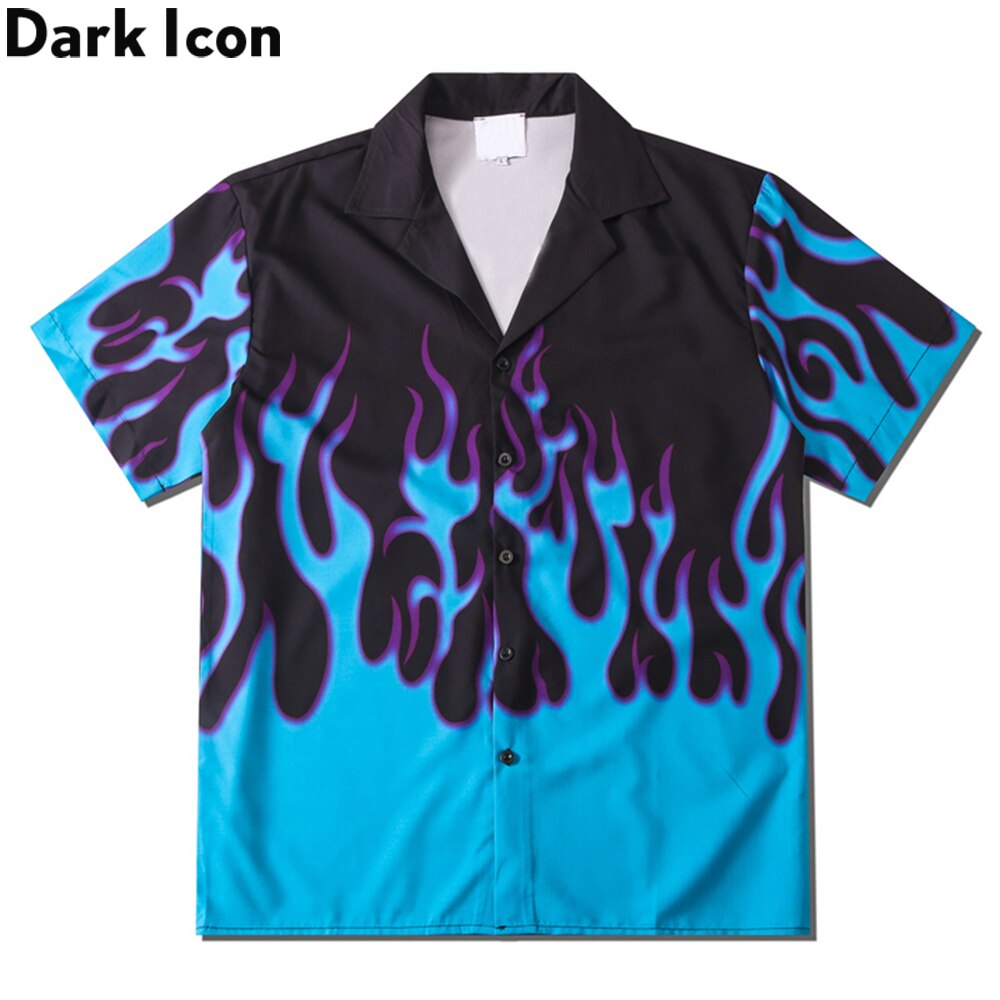 Dark Flame Hawaiian Shirts Men Street Polo Shirts Holiday Beach Shirts for Men | Shopee Singapore