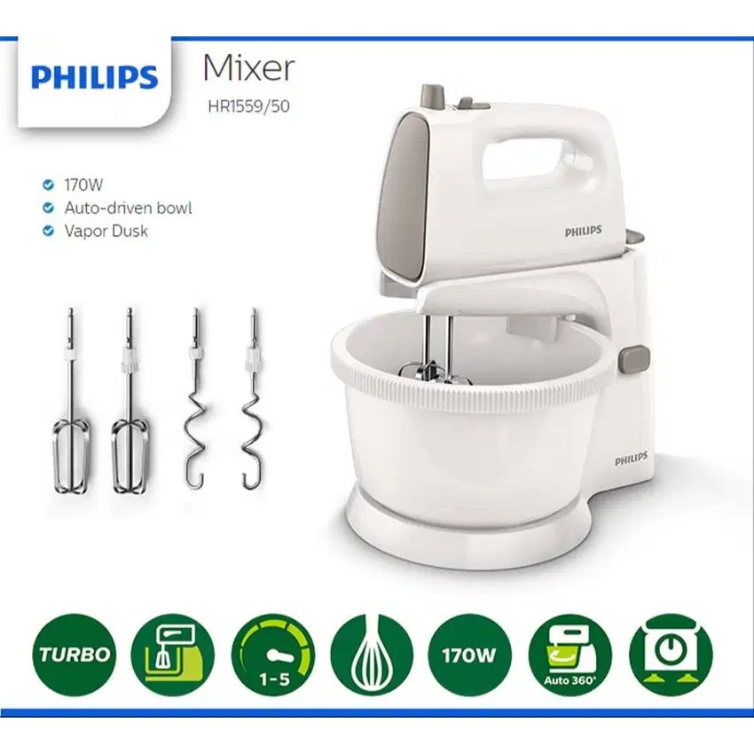 Philips HR1559 Daily Collection 5 Speed Cake Mixer 2 Litres (2 YEAR