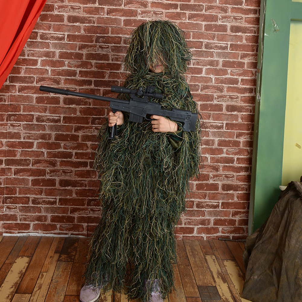 Kids Childrens Camouflage 3d Hunting Ghillie Suit Secretive Hunting Aerial Sniper Suits Camouflage Clothing Shopee Singapore - ghillie suit roblox