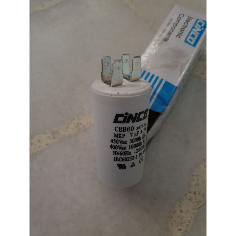 CBB60 7uF 450VAC Capacitor Cylinder Type Pin Motor Pump for Washing