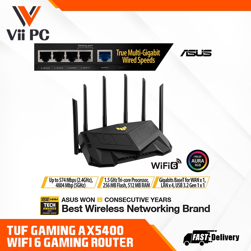 ASUS TUFAX5400 WiFi 6 Gaming Router Dedicated Gaming Port, 3 steps