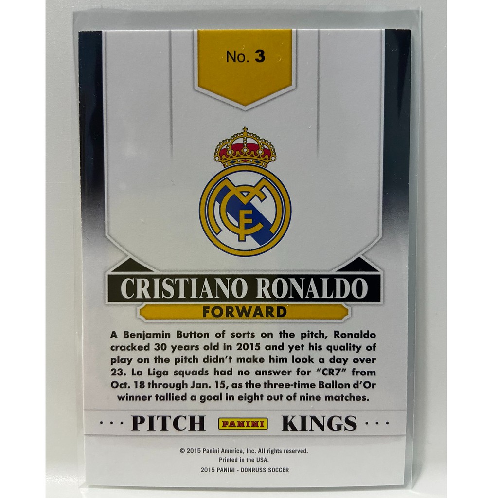 2015 Panini Donruss Pitch Kings Press Proof Bronze/299 #3 Cristiano Ronaldo Card 
