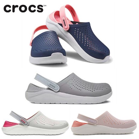 crocs blue red white