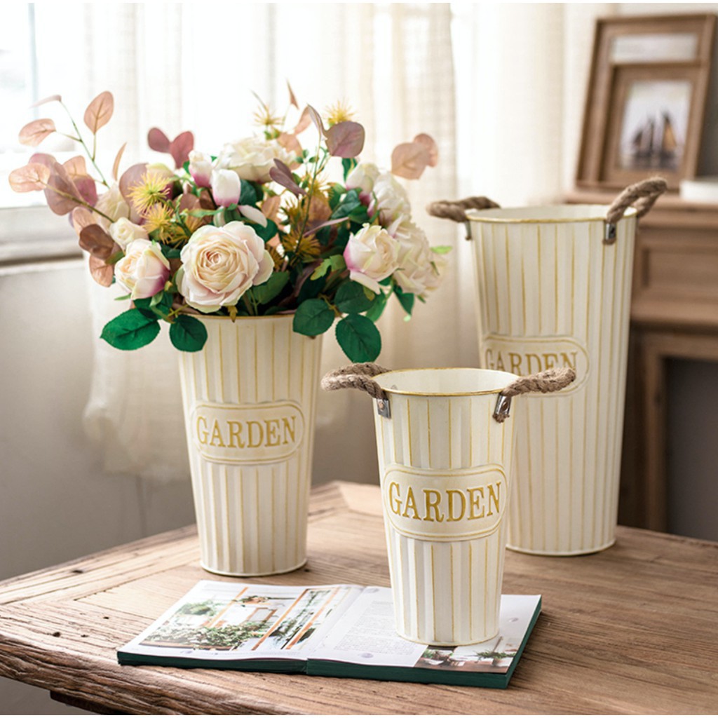 Modern Farmhouse Garden Style Indoor Metal Dried Flower Arrangement Plant Pot Bucket Home Decoration Shopee Singapore