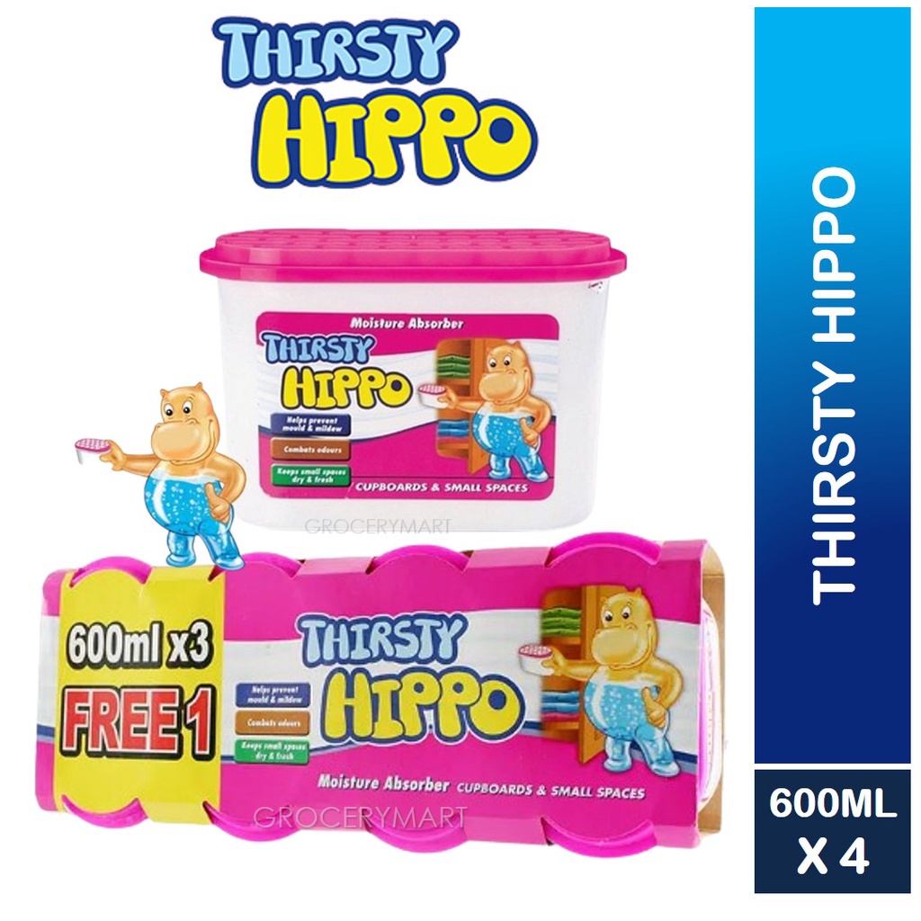 [Bundle of 4] Thirsty Hippo Dehumidifier Moisture Absorber, 600ml
