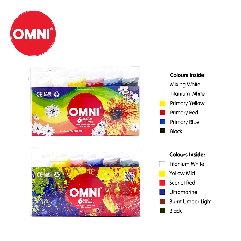 OMNI ACRYLIC COLOR PAINT, 45cc Tube, 6/ PRI COL SET Shopee Singapore