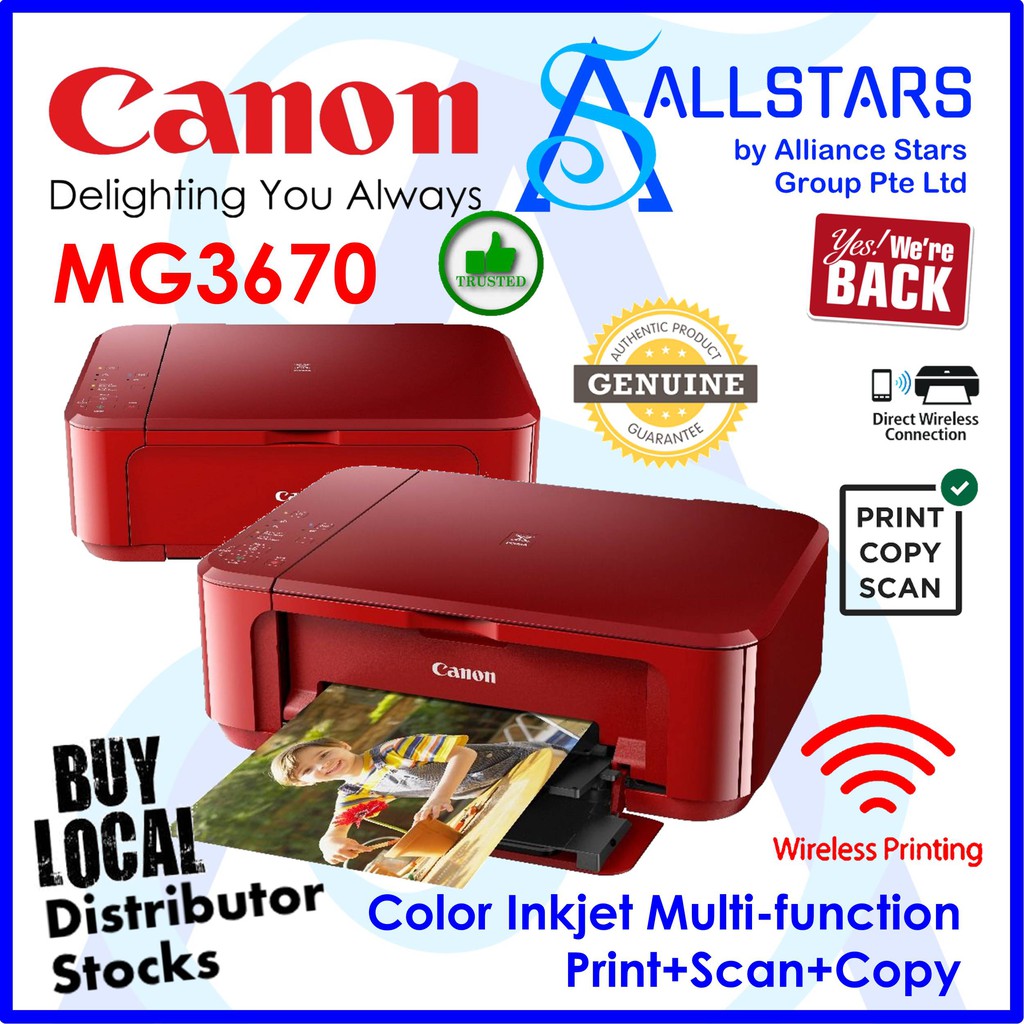 Canon PIXMA MG3670 Wireless AllInOne, Auto Duplex Printing Color