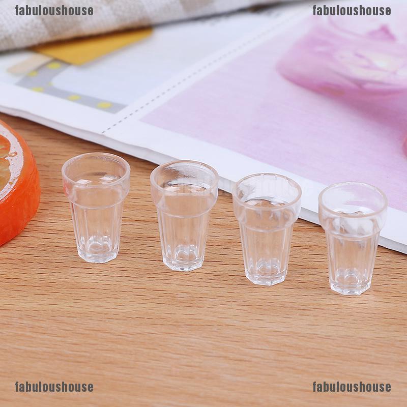 4pcs Dollhouse Miniature Plastic Clear Beer Mugs Cup Kitchen Accessory 1:12 TOcb