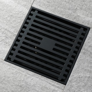 Black Brass Shower Drain Bathroom Tile Square Anti-Odor ...