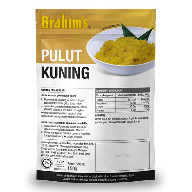 Brahim S Pulut Kuning 150g Yellow Turmeric Sticky Glutinous Rice Nasi Kunyit Terengganu Shopee Singapore