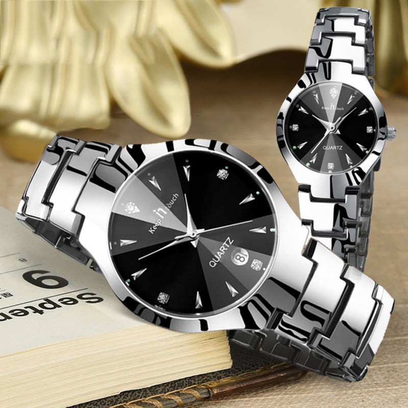 Couple Watches Women Men Stainless Steel Quartz Analog Calendar Jam Tangan Shopee Singapore