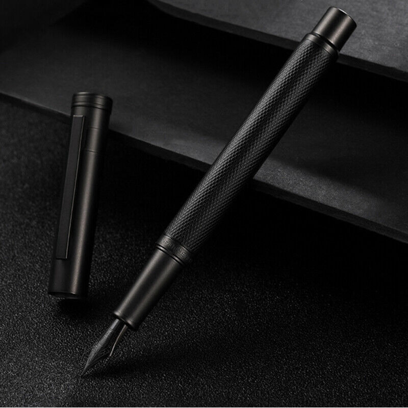 HongDian Matte Black Forest Rollerball Pen Classic Design Black Refill Pen with Metal Case 