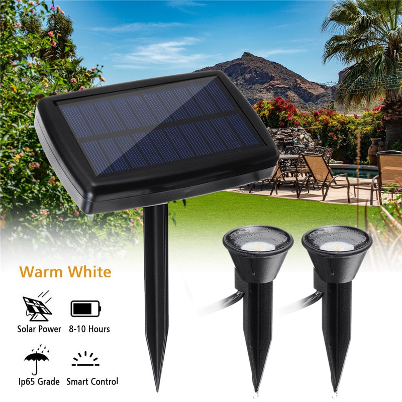 Solar Powered Dual Spot Light Outdoor, Solar Spot Lights For Palm Trees