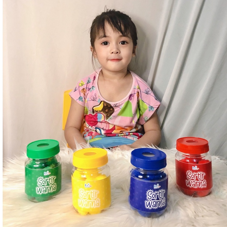 Button Sort/Pompom Sort/Color Sort/Educational Montessori Toys To Know The Color Of The Busy Jar