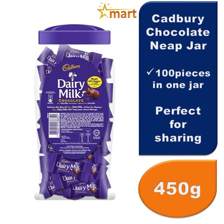 Cadbury Dairy Milk Chocolate Neap Jar 450g 100 Pieces Jar Shopee Singapore