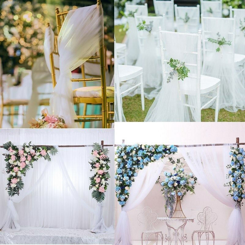 50cm*10m Backdrop Gauze Curtain Organza Wedding Party Table Chair Decor 