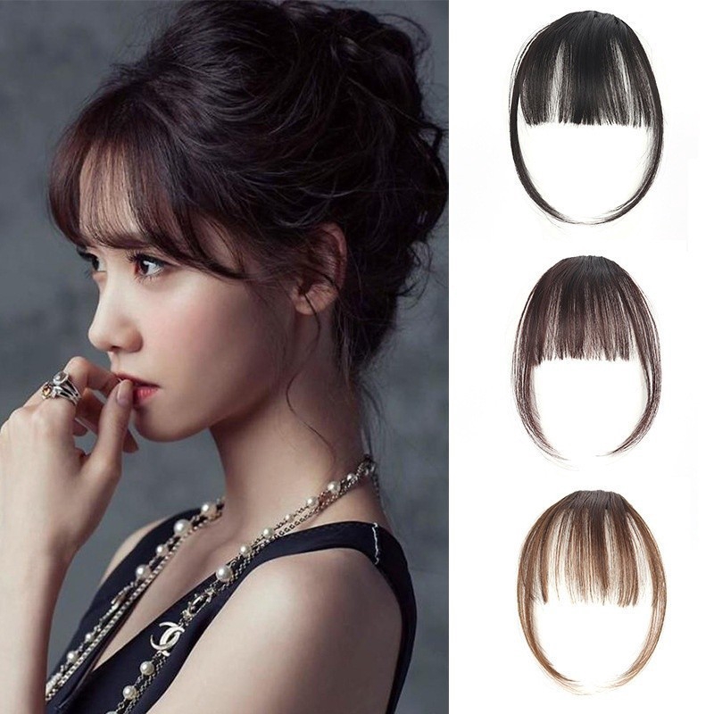 Girl S Clip On In Neat Bang Straight Fake Fringe For Bob Hair