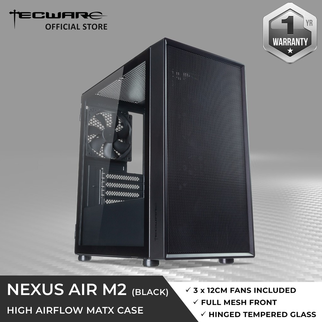 Tecware Nexus Air M2. Comes with 3 x 12cm black fans. Mesh front panel ...