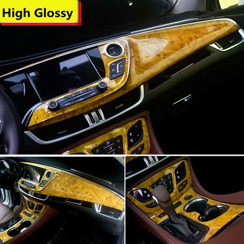 1m Diy Interior Decal Roll Wood Grain Car Vinyl Sticker High