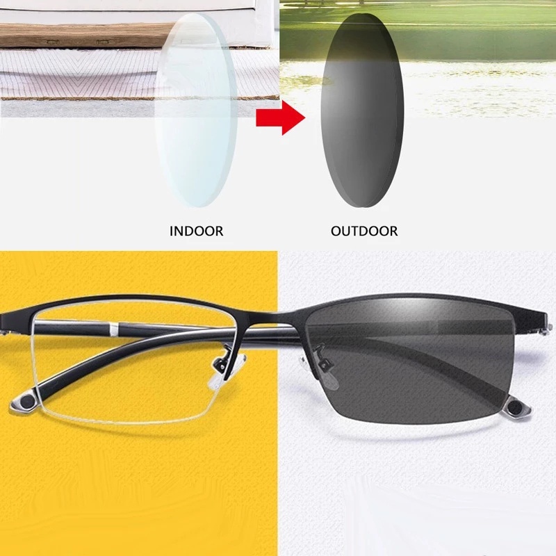 Multifocal Progressive Photochromic Gray Reading Glasses For Near And