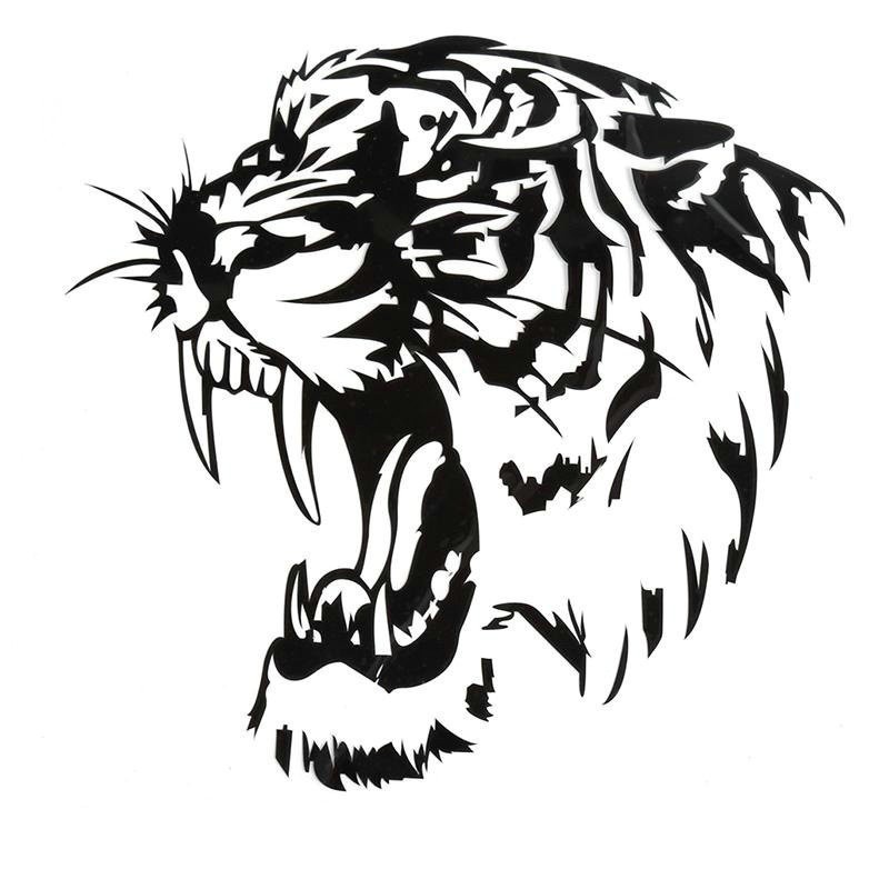 Reflective Car Sticker Decals Tiger Head Hood And Motorcycle Side Steller Black