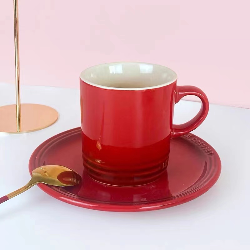 350ML French Le Creuset Mug Morandi Color Mug Murah  Stoneware Rainbow Mug Tea Cup Colorful Breakfast Maker Macarone Water Cup Milk Coffee Couple Cup