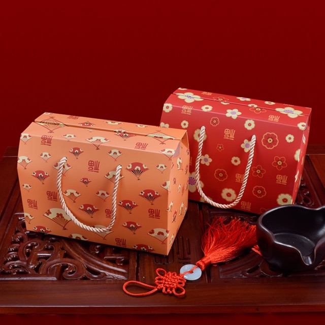 Cny Floral Carrier Gift Box Red Orange Shopee Singapore