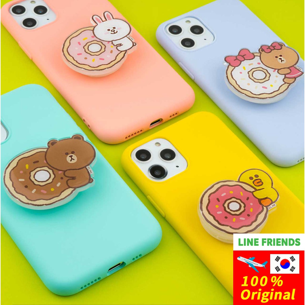 Line Friends Official Donut Jelly Grip Holder Accessory Grip Holder Griptok Brown Cony Sally Choco Shopee Singapore