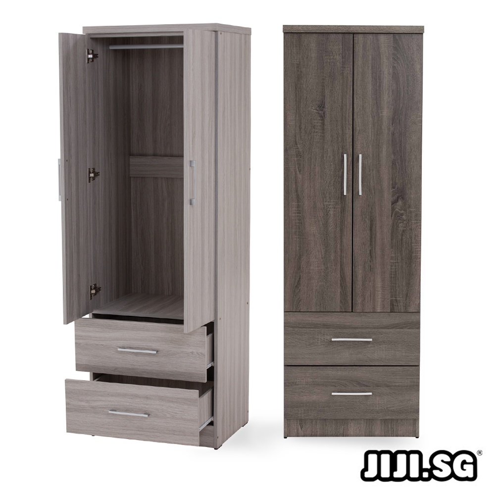 (JIJI SG) DUBLIN 2 Door Wardrobe With Drawers (PreAssembled) Bedroom