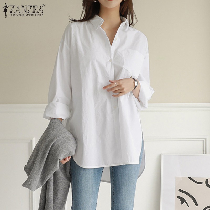 ZANZEA Women Casual Long Sleeve Loose 