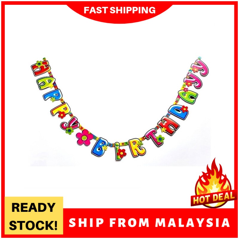 Ready Stock Letter Banner Happy Birthday Hias Tulis Kata Ucapan Hari Lahir Hari Jadi Shopee Singapore