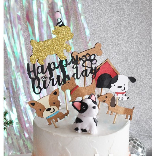 Shaker Cake Topper Dog Theme Party Doggy Cake Topper Birthday Cake Topper