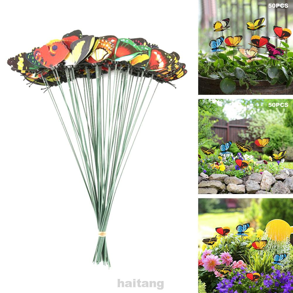 50pcs Indoor Artificial Waterproof Pvc Garden Decor Colorful Outdoor Yard Butterfly Stakes Shopee Singapore