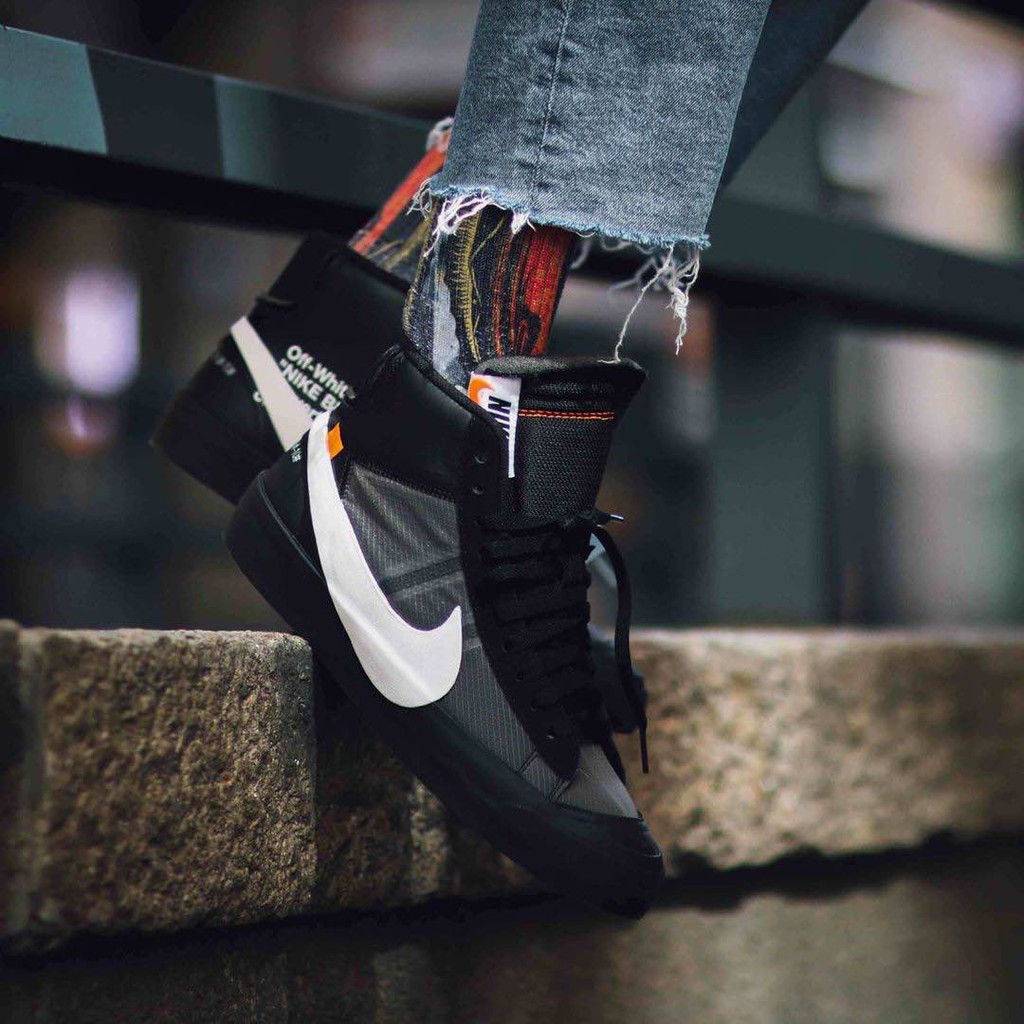 Nike Blazer Mid X Off White Grim Reaper All Halloween Black Premium Quality Shopee Singapore