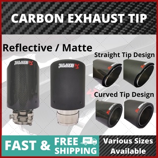 [OZIO] Akrapovic Carbon Fiber Design Reflective Matte Straight Curved Exhaust Tip Ekzos Kereta Muffler End Pipe