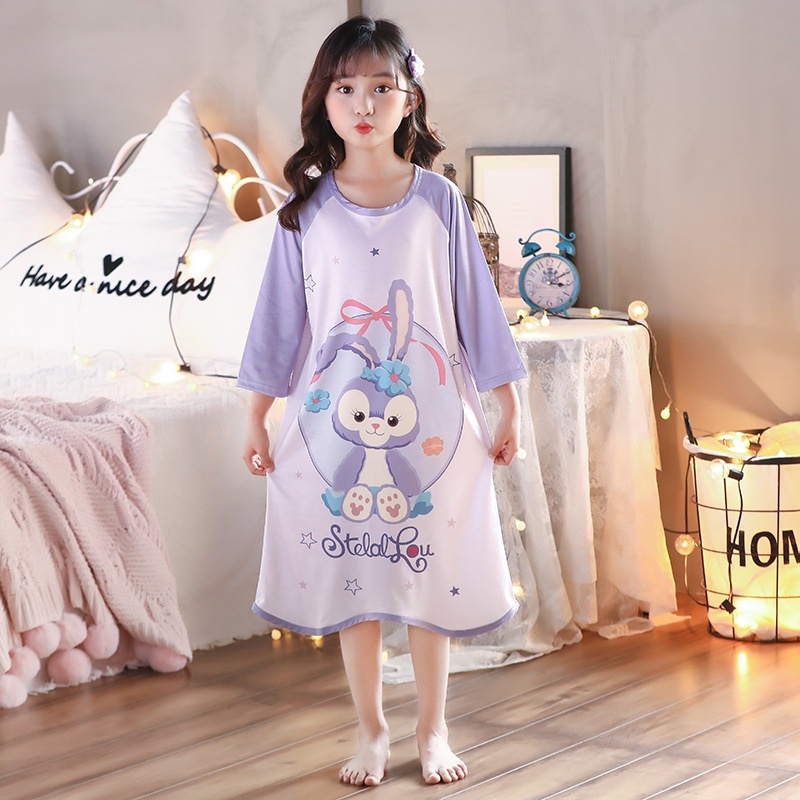 Girls Star Dew Princess Nightgown Pajamas Summer Spring Kids Hello