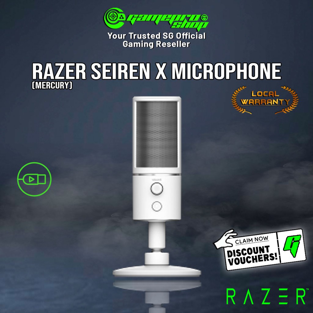 Razer Seiren X Condenser Streaming Microphone Mercury Rz19 R3m1 1y Shopee Singapore