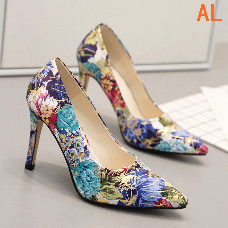 floral high heel shoes