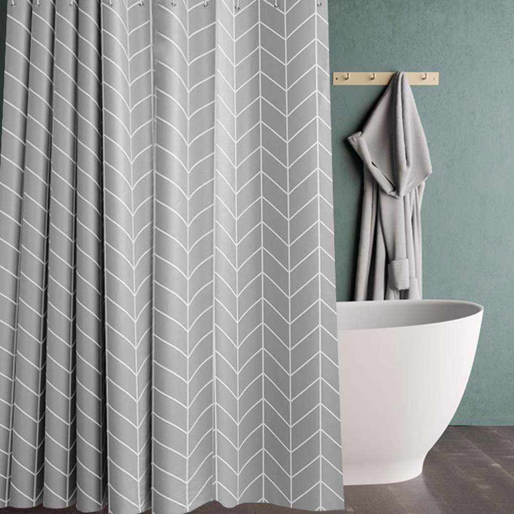 Geometric Pattern Bathroom Supplies Extra Long Peva Anti Mold