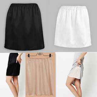 Image of Summer Lady Anti-penetration Women Bodycon Satin Half Slip Waist Solid Skirts UK